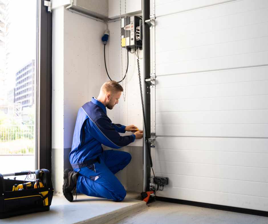 image of technician performing a garage door tune-up service